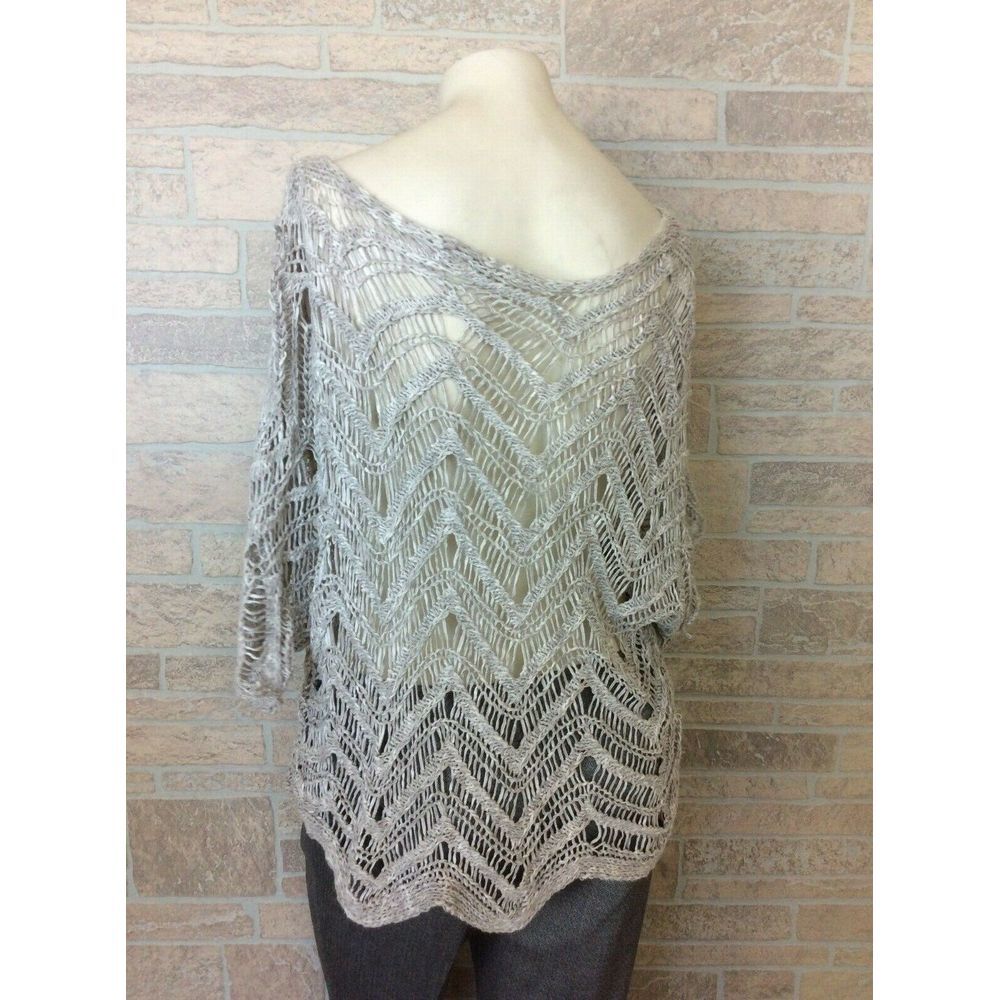 Eileen Fisher Gray Open Knit Cover Up Top Shirt - Picture 4 of 6